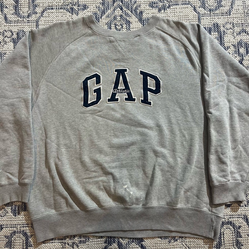 VTG 90's Gap Athletics Spellout Gray Crewneck  SZ XL BOXY YZY
